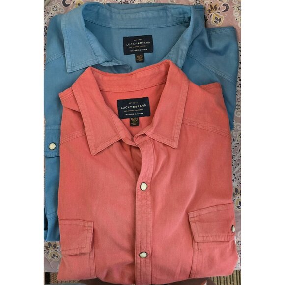 Set of 2 Lucky Brand Mens Short Sleeve Casual Shirt XL - Picture 12 of 13